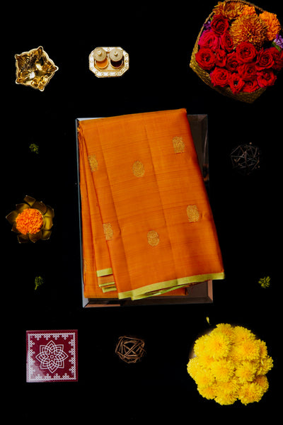 Ochre Kanchipuram Silk Saree