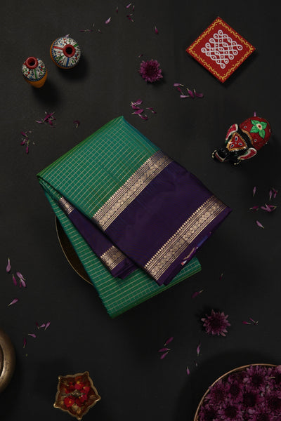 Green and Purple Soft Silk Saree