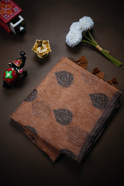 1270579-Palam-Silks-Shop-Online-Brown Ochre Semi Silk Cotton Saree