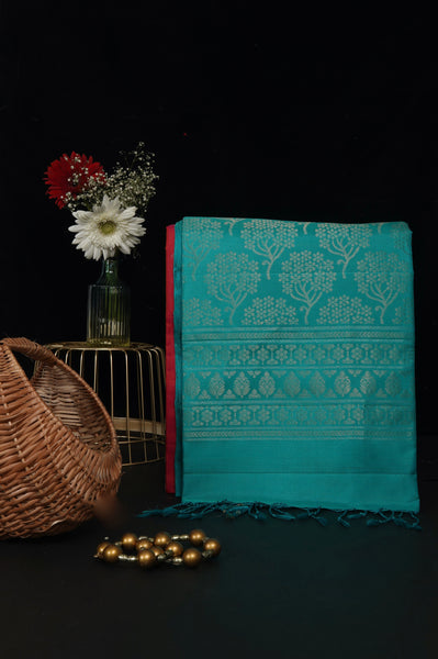 Red and Blue Soft Silk Saree