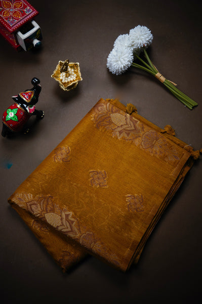 Ochre Semi Linen Saree
