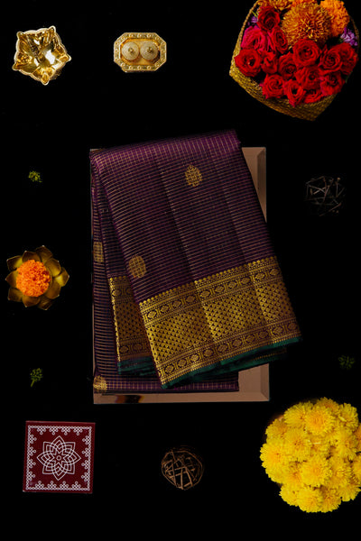 Dark Plum Kanchipuram Silk Saree