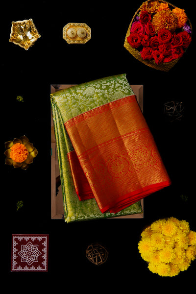 Leaf Green Kanchipuram Silk Saree