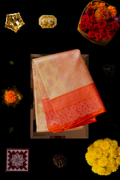 Cream Kanchipuram Silk Saree
