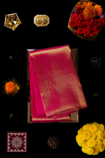 Hot Pink Kanchipuram Silk Saree