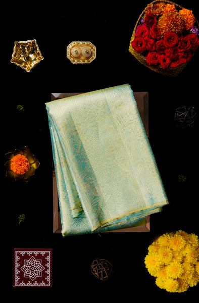 Icy Blue Kanchipuram Silk Saree