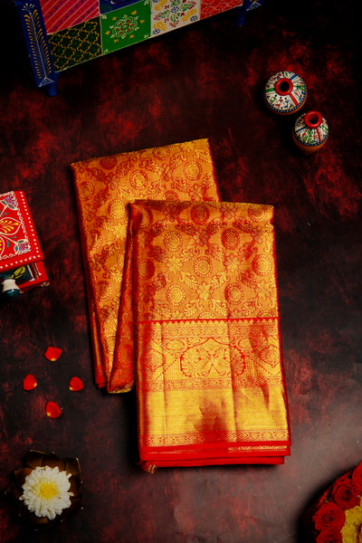 Orange Kanchipuram Silk Saree