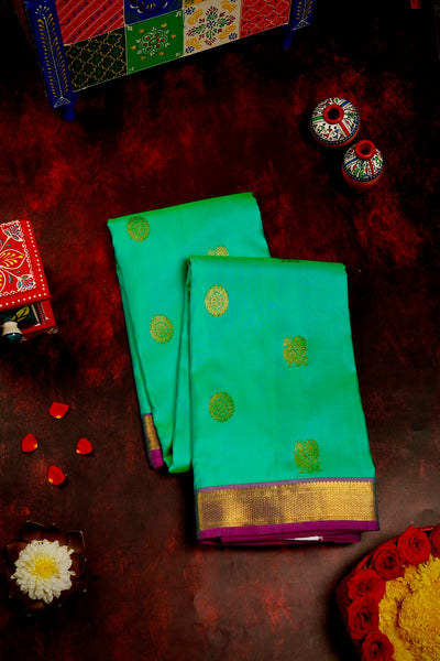 Turquoise Blue  Kanchipuram Silk Saree