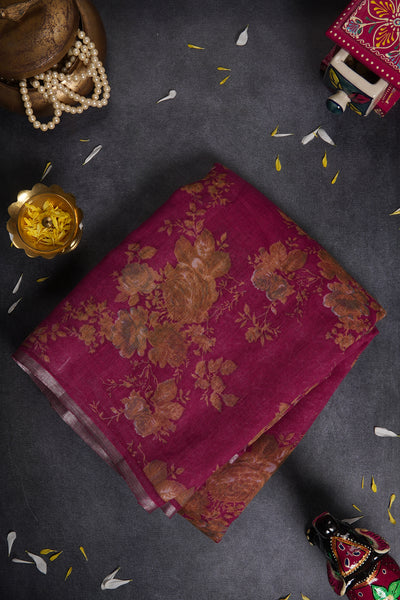 1276697-Palam-Silks-Shop-Online-Maroon Floral Linen Saree