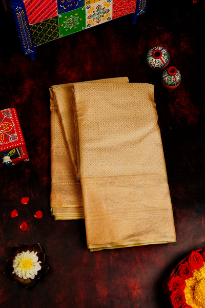 Cream Half Kanchipuram Silk Saree