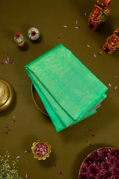 Mint Green and Grey Kanchipuram Silk Saree
