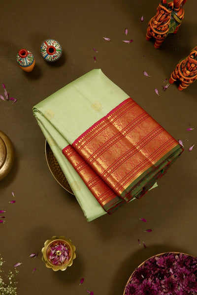 Pistachio Green Kanchipuram Silk Saree