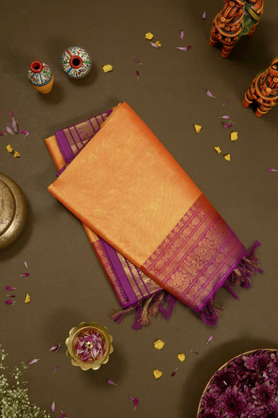 Yellow-Orange Silk Cotton Saree
