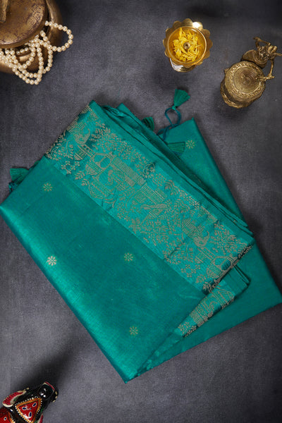 1276581-Palam-Silks-Shop-Online-Teal Semi Tussar Saree