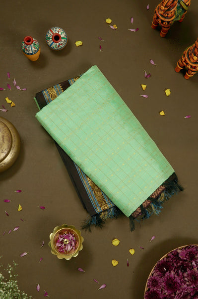Mint Green Silk Cotton Saree