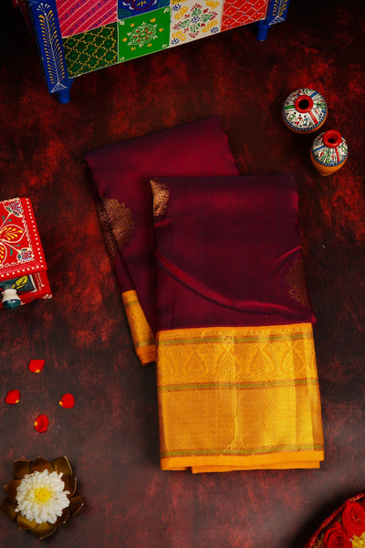 Deep Wine Kanchipuram Silk Saree