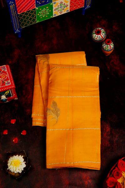 Bright Marigold Kanchipuram Silk Saree