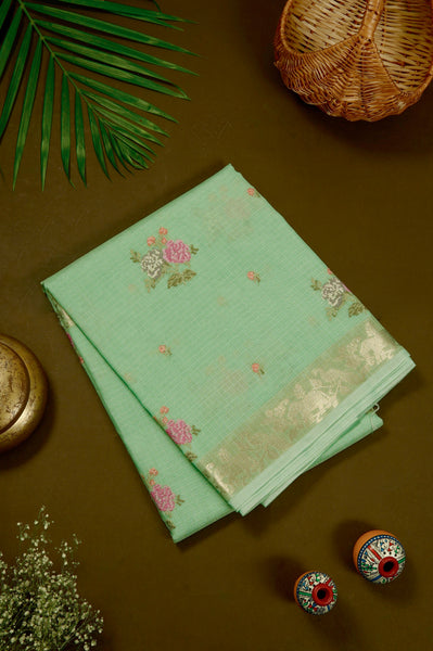 Light Mint Green Semi Tussar Saree