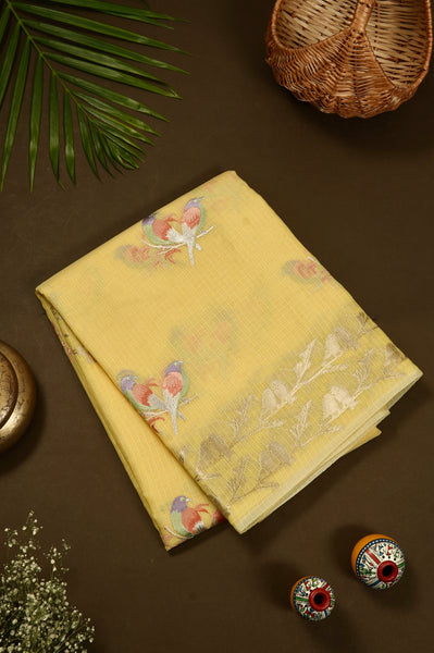 Yellow Semi Tussar Saree