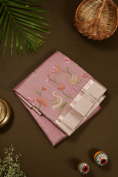 Lavender Chanderi Silk Saree