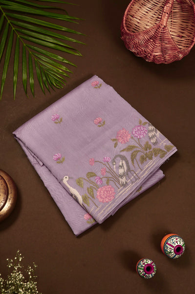 Light Purple Chanderi Silk Saree