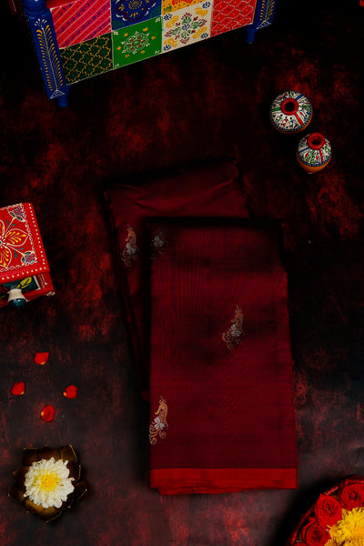 Burgundy Kanchipuram Silk Saree