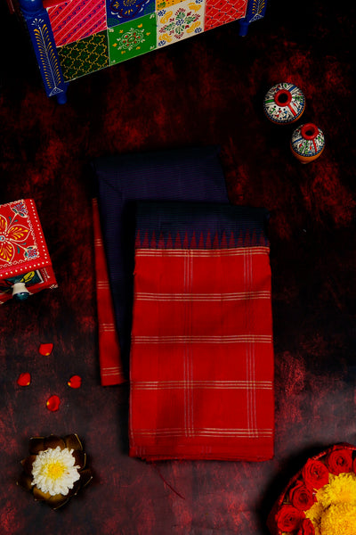 Midnight Blue Kanchipuram Silk Saree