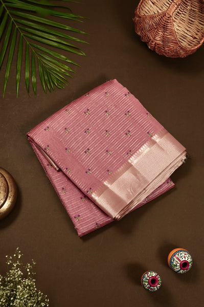 Deep Blush Pink Chanderi Silk Saree
