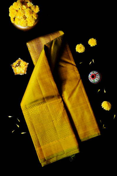 Golden Palm Kanchipuram Silk Saree