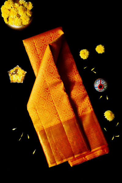 Orange Kanchipuram Silk Saree