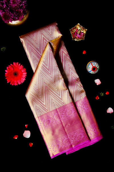 Gold-Pink Kanchipuram Silk Saree