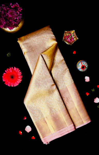 Rose Gold Kanchipuram Silk Saree