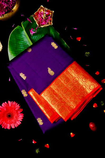 Dark Royal Purple Kanchipuram Silk Saree