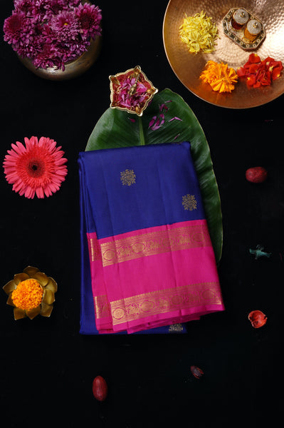 Interstellar Blue Kanchipuram Silk Saree