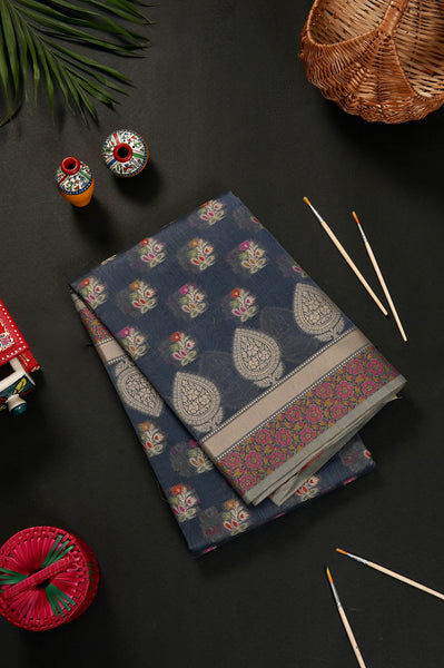 Dark Blue Semi Silk Cotton Saree