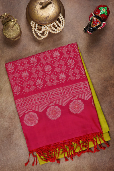 Lime Green Soft Silk Saree