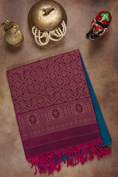 Peacock Blue Soft Silk Saree