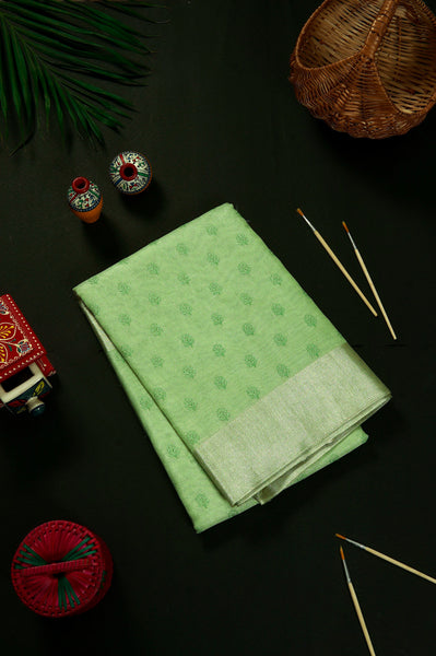 Light Green Supernet Saree