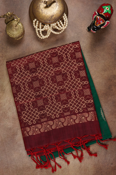 Green and Red Soft Silk Saree
