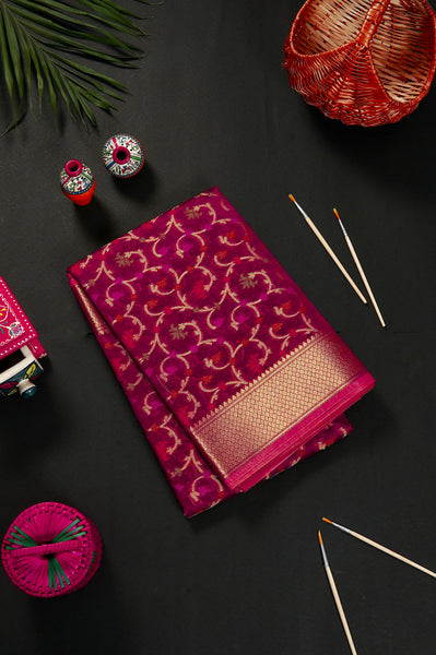 Magenta Semi Silk Cotton Saree
