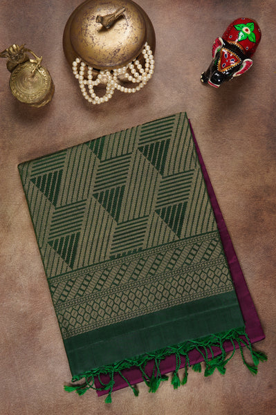 Rani Pink and Green Soft Silk Saree