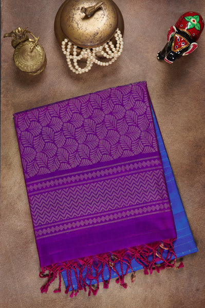 Blue and Fuchsia Soft Silk Saree