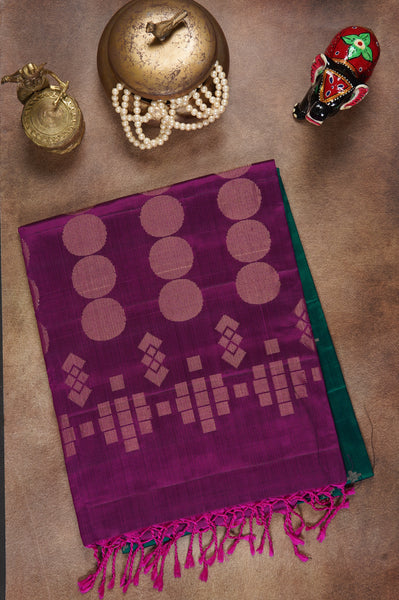 Green and Magenta Soft Silk Saree