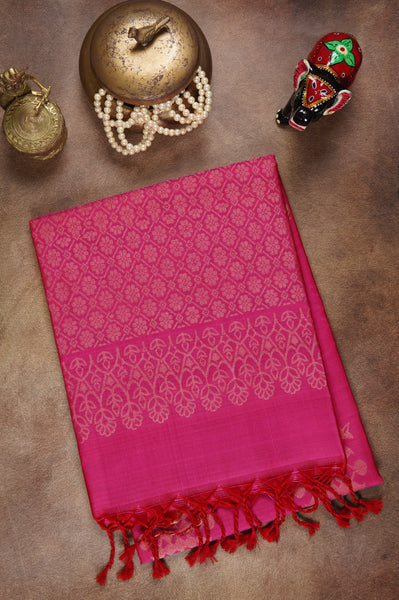 Bright Pink Soft Silk Saree