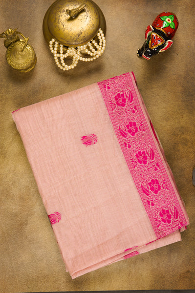 Peach Semi Silk Cotton Saree