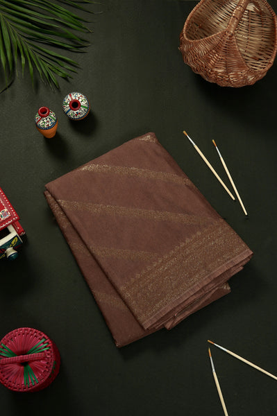 Brown Semi Tussar Saree
