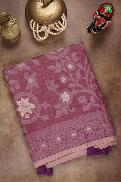 Peach Semi Silk Cotton Saree