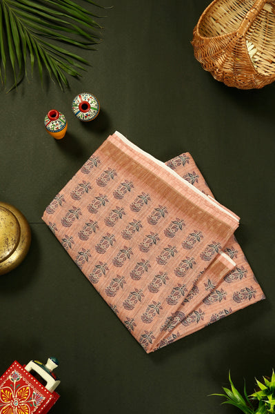 Peach Semi Silk Cotton Saree