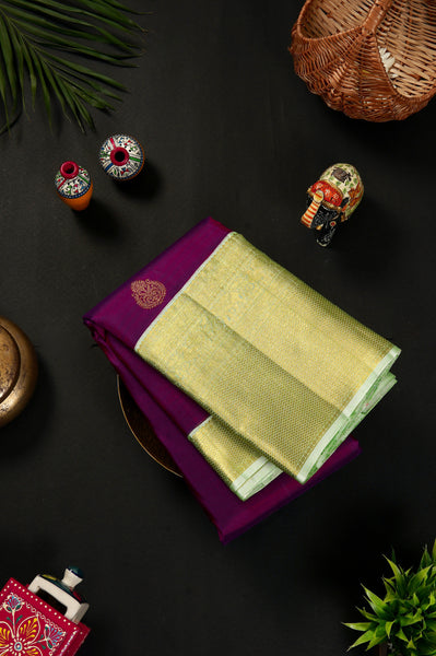 Purple and Kanchipuram Silk Saree