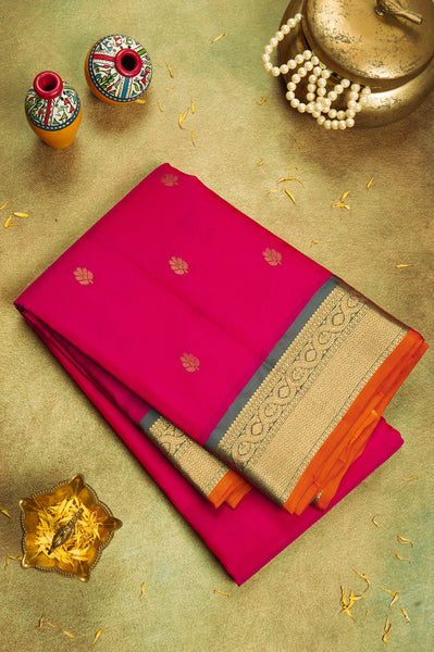 Hot Pink Silk Mix Saree